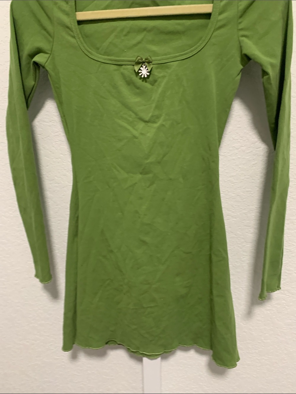 Delias Green Square Neck Long Sleeve Mini Dress - Picture 4 of 9
